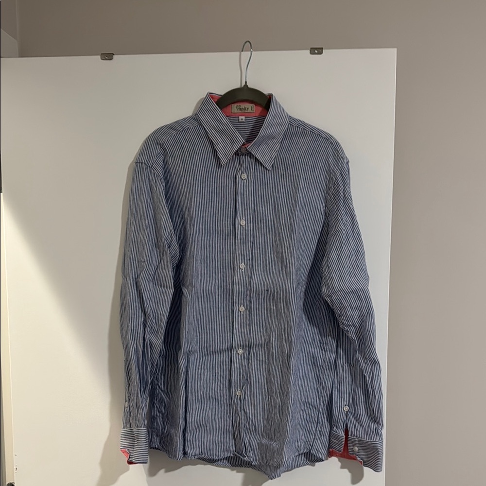 Classic Men's Blue Stripe Button-Up Shirt